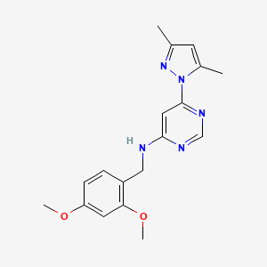 molecular formula C18H21N5O2 B12250819 N-[(2,4-dimethoxyphenyl)methyl]-6-(3,5-dimethyl-1H-pyrazol-1-yl)pyrimidin-4-amine 