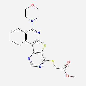 molecular formula C20H22N4O3S2 B1225089 Methyl {[5-(4-morpholinyl)-1,2,3,4-tetrahydropyrimido[4',5':4,5]thieno[2,3-c]isoquinolin-8-yl]thio}acetate 