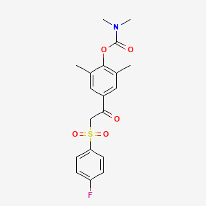molecular formula C19H20FNO5S B1225092 4-{2-[(4-fluorophenyl)sulfonyl]acetyl}-2,6-dimethylphenyl N,N-dimethylcarbamate CAS No. 339112-17-3