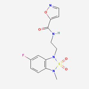 molecular formula C13H13FN4O4S B12250921 N-(2-(6-fluoro-3-methyl-2,2-dioxidobenzo[c][1,2,5]thiadiazol-1(3H)-yl)ethyl)isoxazole-5-carboxamide 
