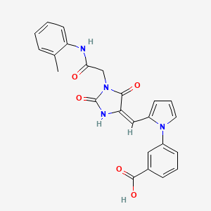 molecular formula C24H20N4O5 B1225094 3-[2-[(E)-[1-[2-(2-methylanilino)-2-oxoethyl]-2,5-dioxoimidazolidin-4-ylidene]methyl]pyrrol-1-yl]benzoic acid 