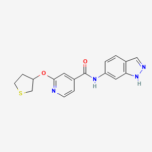 molecular formula C17H16N4O2S B12250942 N-(1H-Indazol-6-yl)-2-(thiolan-3-yloxy)pyridine-4-carboxamide 