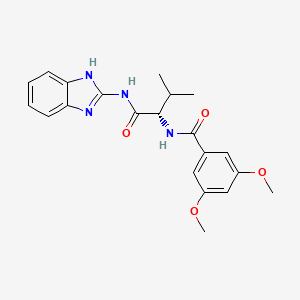 molecular formula C21H24N4O4 B1225096 N-[(2S)-1-(1H-benzimidazol-2-ylamino)-3-methyl-1-oxobutan-2-yl]-3,5-dimethoxybenzamide 