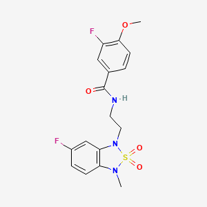 molecular formula C17H17F2N3O4S B12250984 3-fluoro-N-(2-(6-fluoro-3-methyl-2,2-dioxidobenzo[c][1,2,5]thiadiazol-1(3H)-yl)ethyl)-4-methoxybenzamide 
