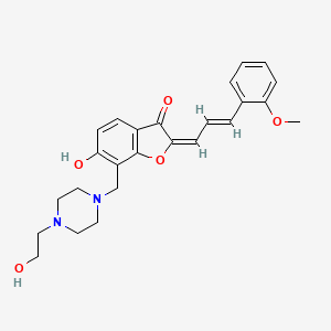 molecular formula C25H28N2O5 B1225101 (2E)-6-hydroxy-7-[[4-(2-hydroxyethyl)piperazin-1-yl]methyl]-2-[(E)-3-(2-methoxyphenyl)prop-2-enylidene]-1-benzofuran-3-one 
