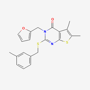 molecular formula C21H20N2O2S2 B1225102 3-(2-Furanylmethyl)-5,6-dimethyl-2-[(3-methylphenyl)methylthio]-4-thieno[2,3-d]pyrimidinone 