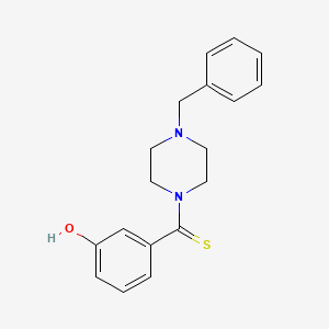 molecular formula C18H20N2OS B1225103 (3-Hydroxyphenyl)-[4-(phenylmethyl)-1-piperazinyl]methanethione 