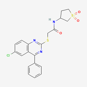 molecular formula C20H18ClN3O3S2 B12251077 2-[(6-chloro-4-phenylquinazolin-2-yl)sulfanyl]-N-(1,1-dioxidotetrahydrothiophen-3-yl)acetamide 