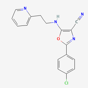 molecular formula C17H13ClN4O B1225109 2-(4-Chlorophenyl)-5-[2-(2-pyridinyl)ethylamino]-4-oxazolecarbonitrile 