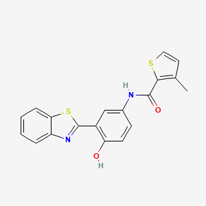 molecular formula C19H14N2O2S2 B1225110 N-[3-(3H-1,3-benzothiazol-2-ylidene)-4-oxo-1-cyclohexa-1,5-dienyl]-3-methyl-2-thiophenecarboxamide 