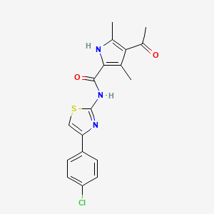 molecular formula C18H16ClN3O2S B1225111 4-acetyl-N-[4-(4-chlorophenyl)-2-thiazolyl]-3,5-dimethyl-1H-pyrrole-2-carboxamide 