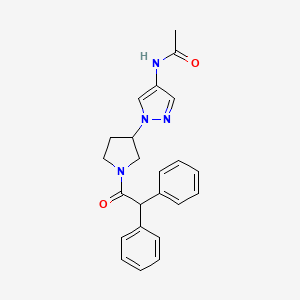 molecular formula C23H24N4O2 B12251126 N-{1-[1-(2,2-diphenylacetyl)pyrrolidin-3-yl]-1H-pyrazol-4-yl}acetamide 