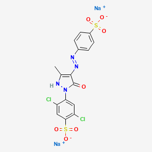 molecular formula C16H10Cl2N4Na2O7S2 B1225113 disodium 2,5-dichloro-4-{5-hydroxy-3-methyl-4-[(4-sulfonatophenyl)diazenyl]-1H-pyrazol-1-yl}benzene-1-sulfonate 