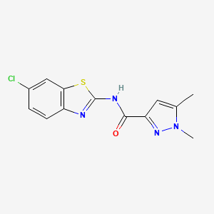 molecular formula C13H11ClN4OS B1225114 N-(6-chloro-1,3-benzothiazol-2-yl)-1,5-dimethyl-3-pyrazolecarboxamide 
