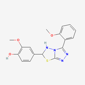 molecular formula C17H16N4O3S B1225115 2-Methoxy-4-[3-(2-methoxyphenyl)-5,6-dihydro-[1,2,4]triazolo[3,4-b][1,3,4]thiadiazol-6-yl]phenol 