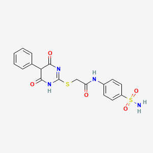 molecular formula C18H16N4O5S2 B1225118 2-[(4,6-dioxo-5-phenyl-1H-pyrimidin-2-yl)sulfanyl]-N-(4-sulfamoylphenyl)acetamide 