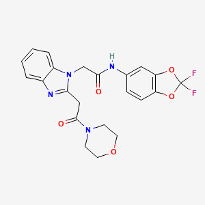 molecular formula C22H20F2N4O5 B1225121 N-(2,2-difluoro-1,3-benzodioxol-5-yl)-2-[2-[2-(4-morpholinyl)-2-oxoethyl]-1-benzimidazolyl]acetamide 