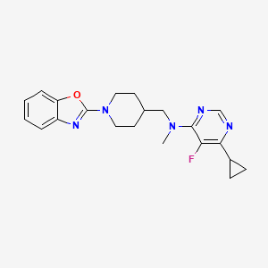 molecular formula C21H24FN5O B12251212 N-{[1-(1,3-benzoxazol-2-yl)piperidin-4-yl]methyl}-6-cyclopropyl-5-fluoro-N-methylpyrimidin-4-amine 