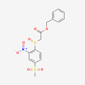 molecular formula C16H15NO7S2 B1225127 2-(4-Methylsulfonyl-2-nitrophenyl)sulfinylacetic acid (phenylmethyl) ester 