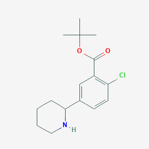 molecular formula C16H22ClNO2 B12251270 Tert-butyl 2-chloro-5-(piperidin-2-yl)benzoate 