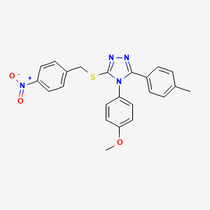 molecular formula C23H20N4O3S B1225128 4-(4-Methoxyphenyl)-3-(4-methylphenyl)-5-[(4-nitrophenyl)methylthio]-1,2,4-triazole 