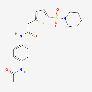 molecular formula C19H23N3O4S2 B1225144 N-(4-acetamidophenyl)-2-[5-(1-piperidinylsulfonyl)-2-thiophenyl]acetamide 