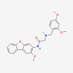 molecular formula C25H26N2O5 B1225147 2-[(2,4-dimethoxyphenyl)methyl-methylamino]-N-(2-methoxy-3-dibenzofuranyl)acetamide 