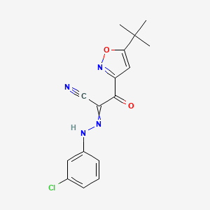 molecular formula C16H15ClN4O2 B1225149 2-(5-tert-butyl-1,2-oxazol-3-yl)-N-(3-chloroanilino)-2-oxoethanimidoyl cyanide 