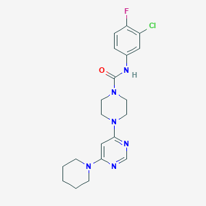 molecular formula C20H24ClFN6O B12251493 N-(3-chloro-4-fluorophenyl)-4-[6-(piperidin-1-yl)pyrimidin-4-yl]piperazine-1-carboxamide 