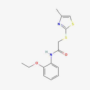 molecular formula C14H16N2O2S2 B12251515 N-(2-ethoxyphenyl)-2-[(4-methyl-1,3-thiazol-2-yl)sulfanyl]acetamide 