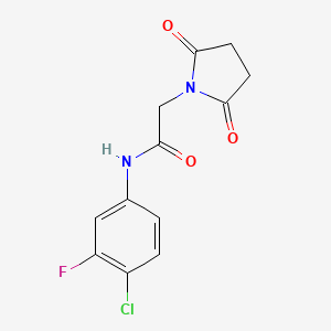 molecular formula C12H10ClFN2O3 B12251565 N-(4-chloro-3-fluorophenyl)-2-(2,5-dioxopyrrolidin-1-yl)acetamide 