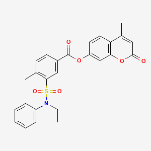 3-[Ethyl(phenyl)sulfamoyl]-4-methylbenzoic acid (4-methyl-2-oxo-1-benzopyran-7-yl) ester