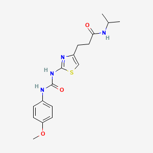 molecular formula C17H22N4O3S B12251607 N-isopropyl-3-(2-(3-(4-methoxyphenyl)ureido)thiazol-4-yl)propanamide 