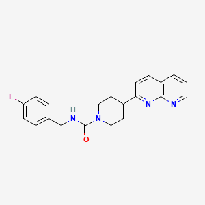 molecular formula C21H21FN4O B12251633 N-[(4-fluorophenyl)methyl]-4-(1,8-naphthyridin-2-yl)piperidine-1-carboxamide 