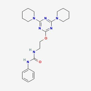 molecular formula C22H31N7O2 B1225167 1-[2-[[4,6-Bis(1-piperidinyl)-1,3,5-triazin-2-yl]oxy]ethyl]-3-phenylurea 