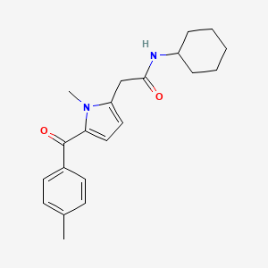molecular formula C21H26N2O2 B12251704 N-cyclohexyl-2-[1-methyl-5-(4-methylbenzoyl)-1H-pyrrol-2-yl]acetamide 