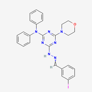 molecular formula C26H24IN7O B1225194 2-N-[(3-iodophenyl)methylideneamino]-6-morpholin-4-yl-4-N,4-N-diphenyl-1,3,5-triazine-2,4-diamine 