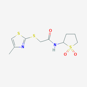 molecular formula C10H14N2O3S3 B12251949 N-(1,1-dioxothiolan-2-yl)-2-[(4-methyl-1,3-thiazol-2-yl)sulfanyl]acetamide 