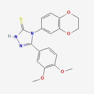 molecular formula C18H17N3O4S B1225195 4-(2,3-dihydro-1,4-benzodioxin-6-yl)-3-(3,4-dimethoxyphenyl)-1H-1,2,4-triazole-5-thione 