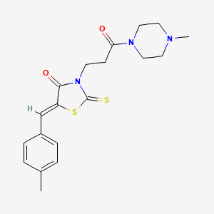 molecular formula C19H23N3O2S2 B1225197 (5Z)-5-[(4-methylphenyl)methylidene]-3-[3-(4-methylpiperazin-1-yl)-3-oxopropyl]-2-sulfanylidene-1,3-thiazolidin-4-one 