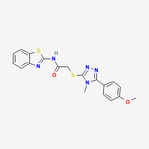 molecular formula C19H17N5O2S2 B1225201 N-(1,3-benzothiazol-2-yl)-2-[[5-(4-methoxyphenyl)-4-methyl-1,2,4-triazol-3-yl]thio]acetamide 