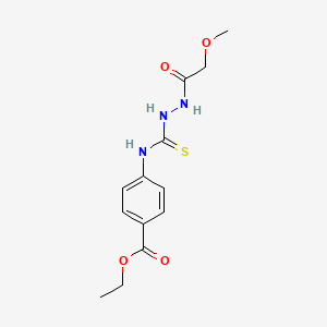 molecular formula C13H17N3O4S B1225202 4-[[[(2-Methoxy-1-oxoethyl)hydrazo]-sulfanylidenemethyl]amino]benzoic acid ethyl ester 