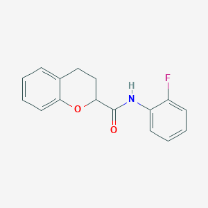 molecular formula C16H14FNO2 B12252051 N-(2-fluorophenyl)-3,4-dihydro-2H-1-benzopyran-2-carboxamide 