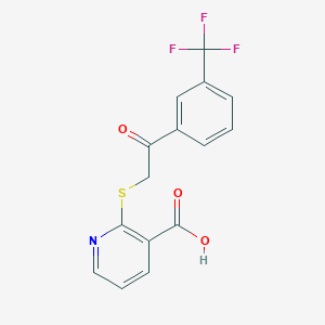 molecular formula C15H10F3NO3S B1225206 2-[[2-Oxo-2-[3-(trifluoromethyl)phenyl]ethyl]thio]-3-pyridinecarboxylic acid 