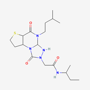 molecular formula C18H31N5O3S B12252060 N-(butan-2-yl)-2-[8-(3-methylbutyl)-7,12-dioxo-5-thia-1,8,10,11-tetraazatricyclo[7.3.0.0^{2,6}]dodeca-2(6),3,9-trien-11-yl]acetamide 