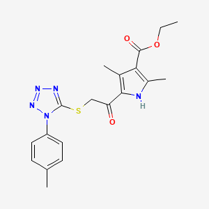 molecular formula C19H21N5O3S B1225207 ethyl 2,4-dimethyl-5-[2-[1-(4-methylphenyl)tetrazol-5-yl]sulfanylacetyl]-1H-pyrrole-3-carboxylate 