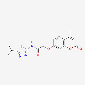 molecular formula C17H17N3O4S B1225217 2-[(4-methyl-2-oxo-1-benzopyran-7-yl)oxy]-N-(5-propan-2-yl-1,3,4-thiadiazol-2-yl)acetamide 
