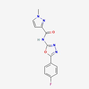 molecular formula C13H10FN5O2 B12252201 N-(5-(4-fluorophenyl)-1,3,4-oxadiazol-2-yl)-1-methyl-1H-pyrazole-3-carboxamide 