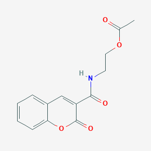Acetic acid 2-[[oxo-(2-oxo-1-benzopyran-3-yl)methyl]amino]ethyl ester