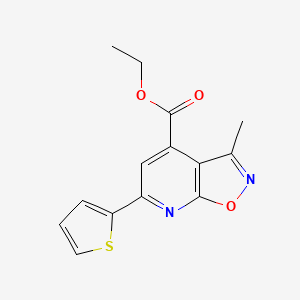 molecular formula C14H12N2O3S B1225225 3-Methyl-6-thiophen-2-yl-4-isoxazolo[5,4-b]pyridinecarboxylic acid ethyl ester 